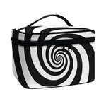 Black And White Spiral Illusion Print Travel Makeup Bag