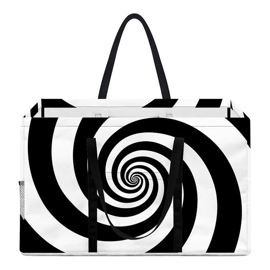 Black And White Spiral Illusion Print Utility Tote Bag