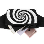 Black And White Spiral Illusion Print Waist Bag
