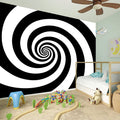 Black And White Spiral Illusion Print Wall Sticker