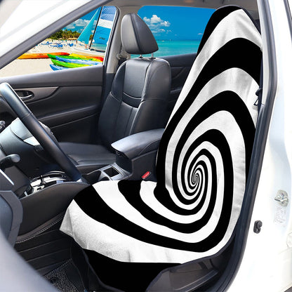 Black And White Spiral Illusion Print Waterproof Car Seat Cover