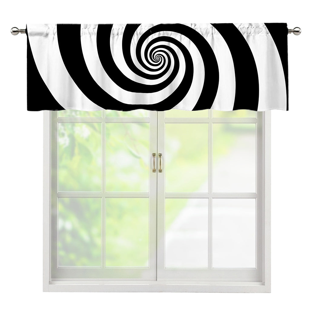 Black And White Spiral Illusion Print Window Valance