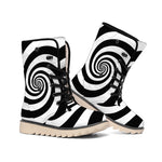 Black And White Spiral Illusion Print Winter Boots