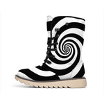 Black And White Spiral Illusion Print Winter Boots