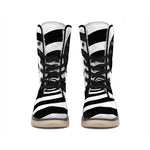 Black And White Spiral Illusion Print Winter Boots