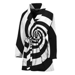 Black And White Spiral Illusion Print Women's Bathrobe
