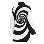 Black And White Spiral Illusion Print Women's Bathrobe