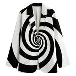 Black And White Spiral Illusion Print Women's Blazer