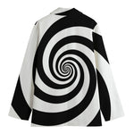 Black And White Spiral Illusion Print Women's Blazer