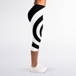 Black And White Spiral Illusion Print Women's Capri Leggings