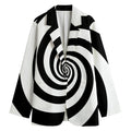 Black And White Spiral Illusion Print Women's Cotton Blazer