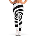 Black And White Spiral Illusion Print Women's Leggings