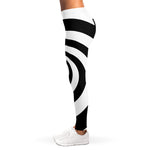 Black And White Spiral Illusion Print Women's Leggings