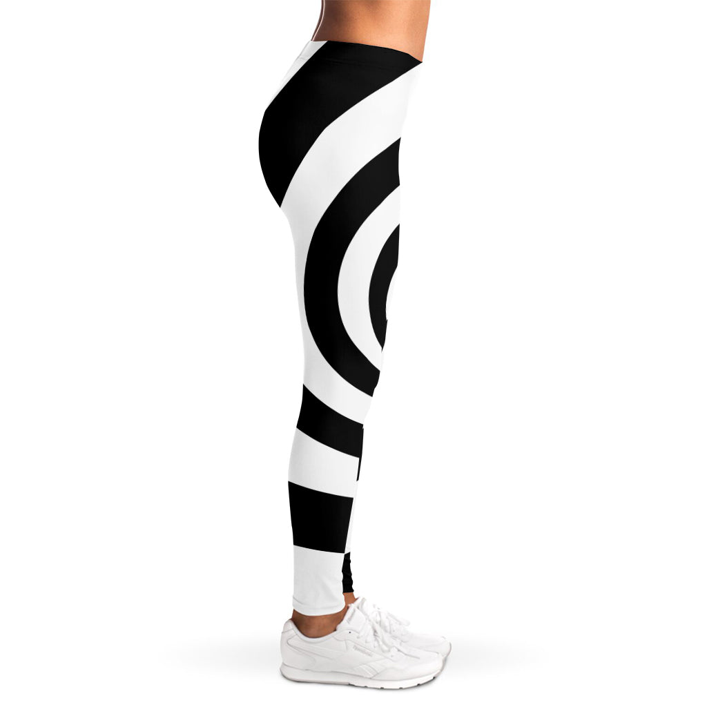 Black And White Spiral Illusion Print Women's Leggings