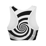 Black And White Spiral Illusion Print Women's Sports Bra
