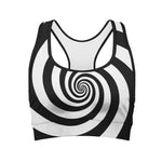 Black And White Spiral Illusion Print Women's Sports Bra