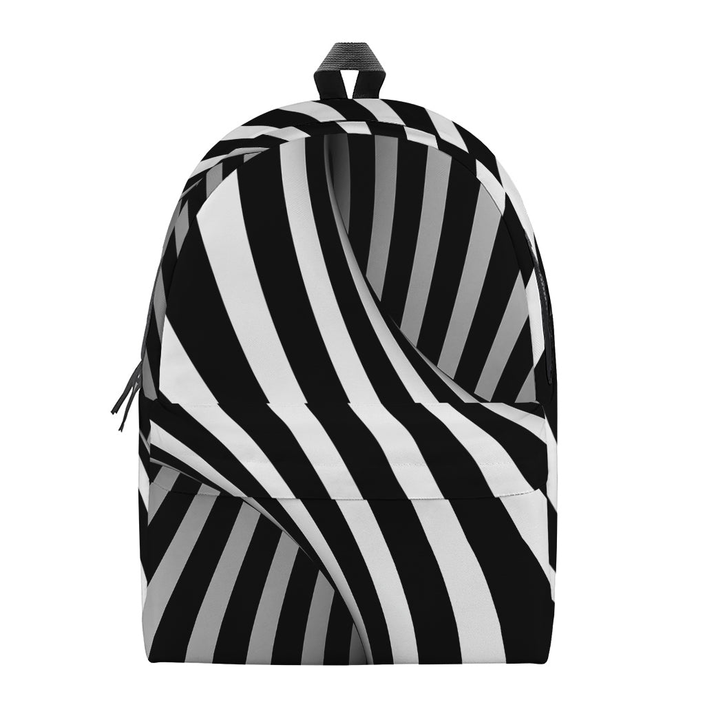 Black And White Spiral Twist Illusion Print Backpack
