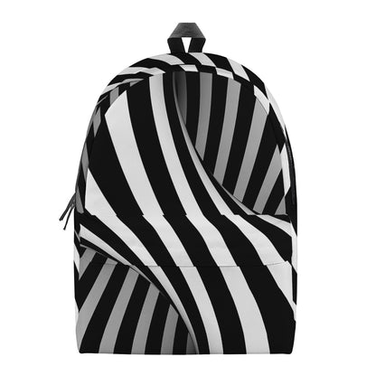 Black And White Spiral Twist Illusion Print Backpack