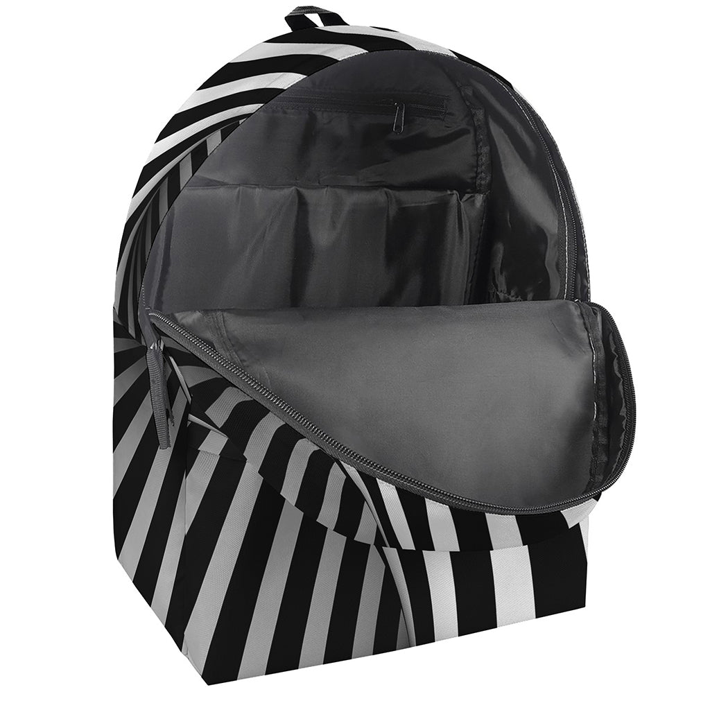 Black And White Spiral Twist Illusion Print Backpack
