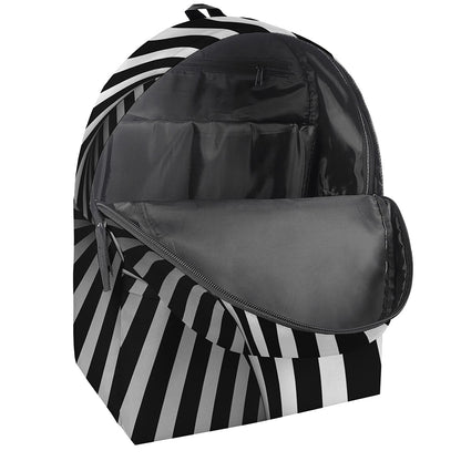 Black And White Spiral Twist Illusion Print Backpack