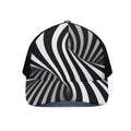 Black And White Twist Illusion Print Black Mesh Trucker Hat