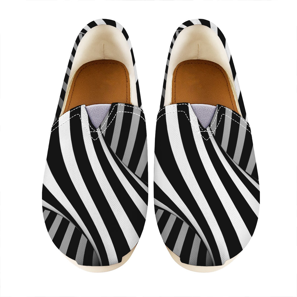Black And White Spiral Twist Illusion Print Casual Shoes