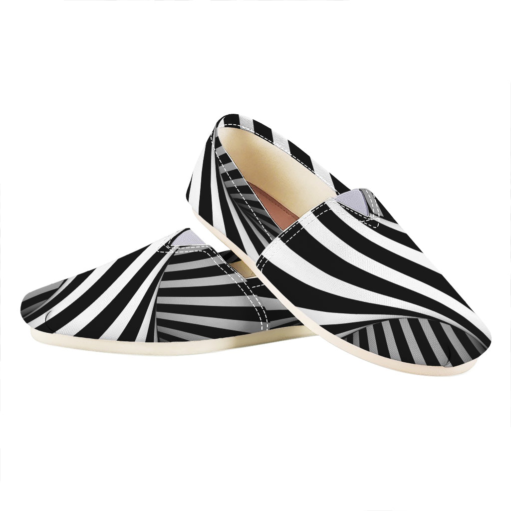 Black And White Spiral Twist Illusion Print Casual Shoes