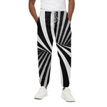 Black And White Spiral Twist Illusion Print Cotton Pants