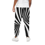 Black And White Spiral Twist Illusion Print Cotton Pants