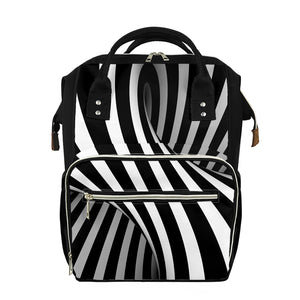 Black And White Spiral Twist Illusion Print Diaper Bag