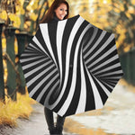Black And White Spiral Twist Illusion Print Foldable Umbrella