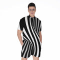 Black And White Twist Illusion Print Men's Romper