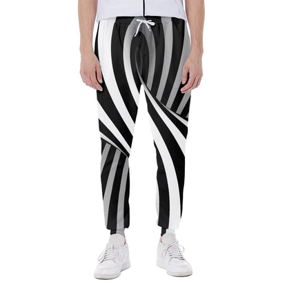 Black And White Spiral Twist Illusion Print Scuba Joggers