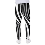 Black And White Spiral Twist Illusion Print Scuba Joggers
