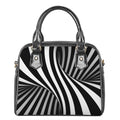 Black And White Twist Illusion Print Shoulder Handbag