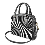 Black And White Spiral Twist Illusion Print Shoulder Handbag