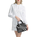 Black And White Spiral Twist Illusion Print Shoulder Handbag