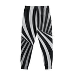 Black And White Spiral Twist Illusion Print Sweatpants