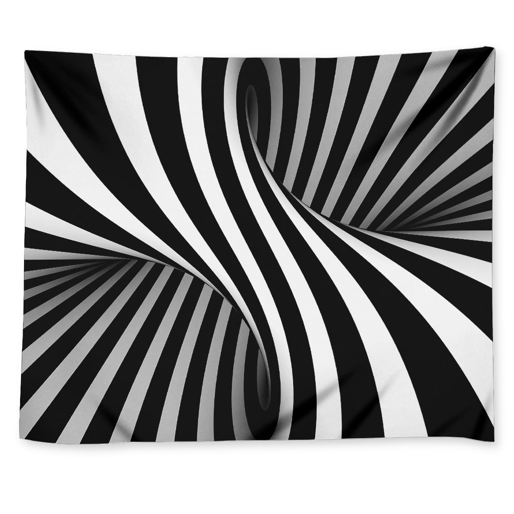 Black And White Spiral Twist Illusion Print Tapestry