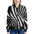 Black And White Twist Illusion Print Women's Bomber Jacket