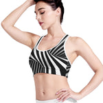 Black And White Spiral Twist Illusion Print Women's Sports Bra