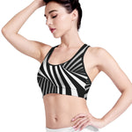 Black And White Spiral Twist Illusion Print Women's Sports Bra
