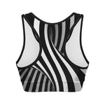 Black And White Spiral Twist Illusion Print Women's Sports Bra