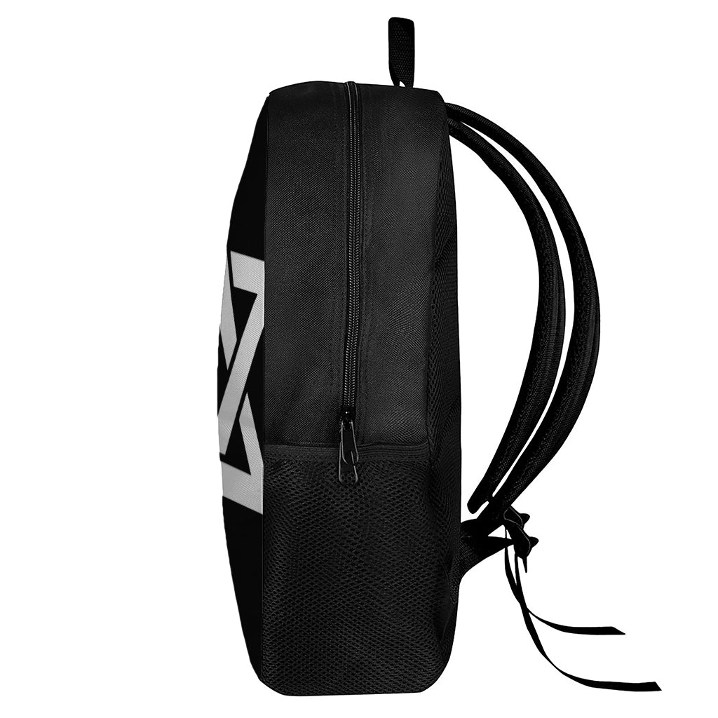 Black And White Star of David Print 17 Inch Backpack