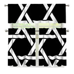 Black And White Star of David Print 3 Piece Kitchen Curtains
