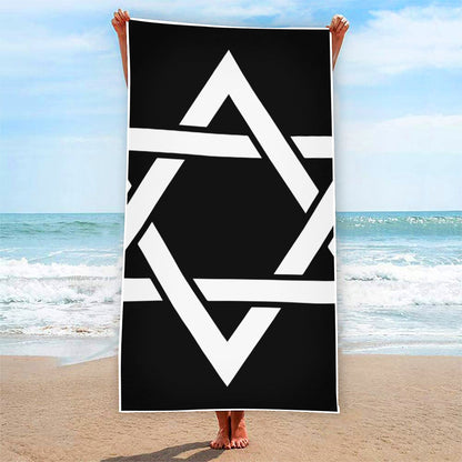 Black And White Star of David Print Beach Towel
