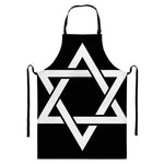Black And White Star of David Print Bib Apron With Pocket