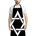 Black And White Star of David Print Bib Apron With Pocket