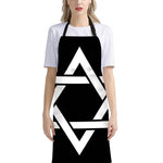 Black And White Star of David Print Bib Apron With Pocket