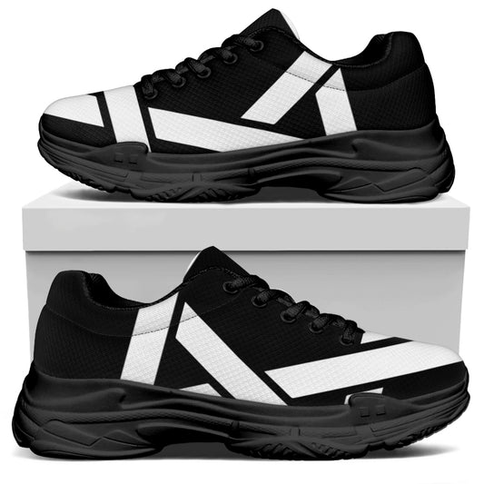 Black And White Star of David Print Black Chunky Shoes